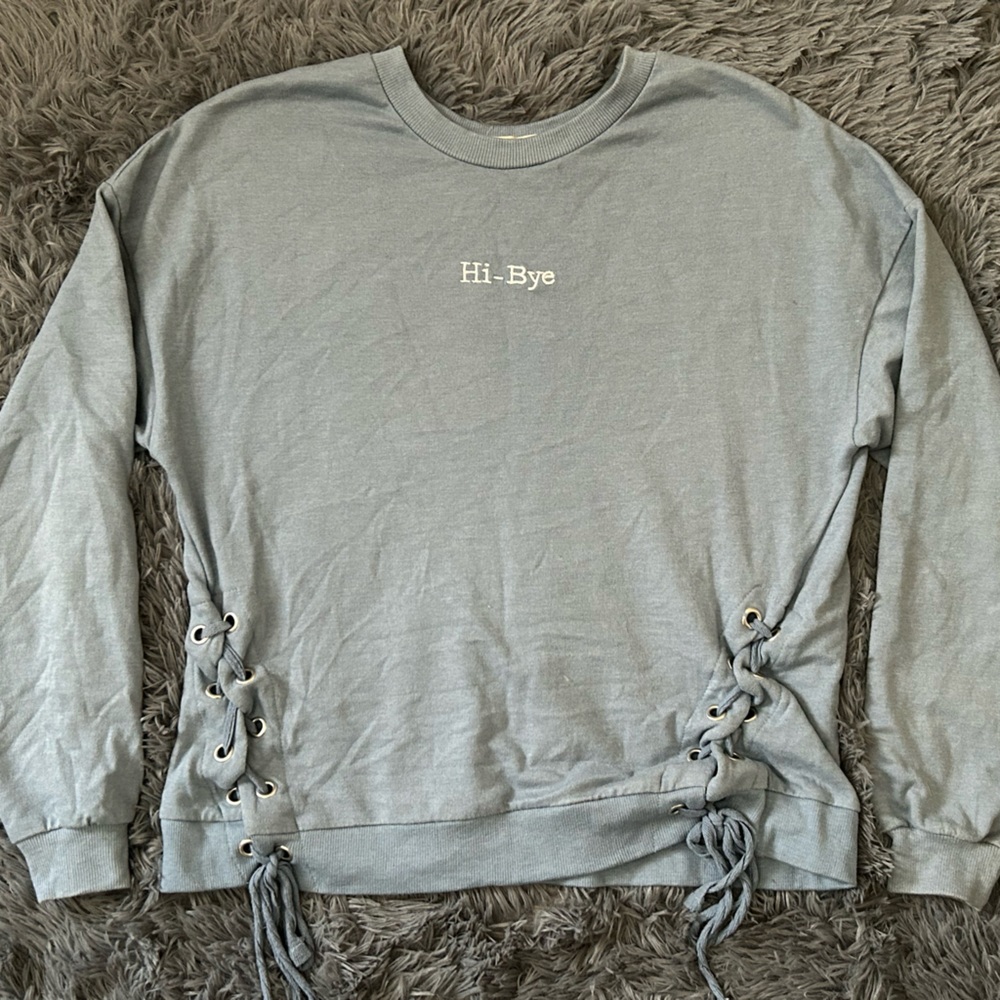 Light blue/gray Lace-Up Sweatshirt